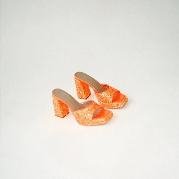 Nasty Gal Shoes Nasty Gal Orange Sequin Platform Heels Poshmark